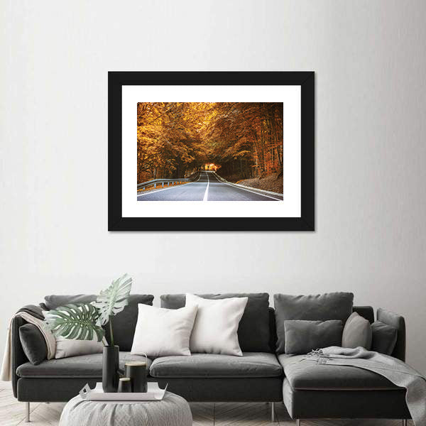 Forest Road in Autumn Canvas Wall Art
