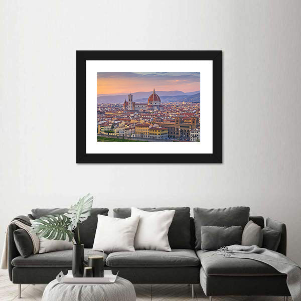 Florence City At Sunset Canvas Wall Art