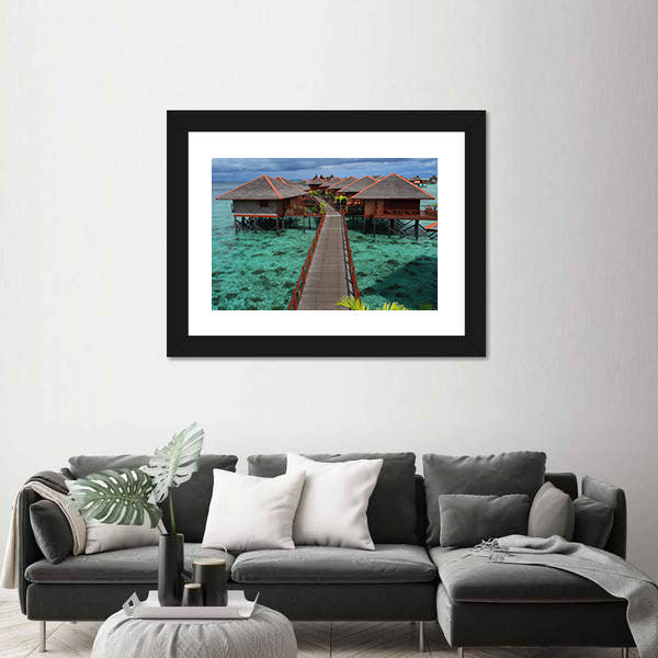 Mabul Island Overwater Bungalows Canvas Wall Art
