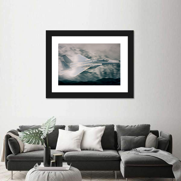 F15 Military Fighter Jet Flying Canvas Wall Art