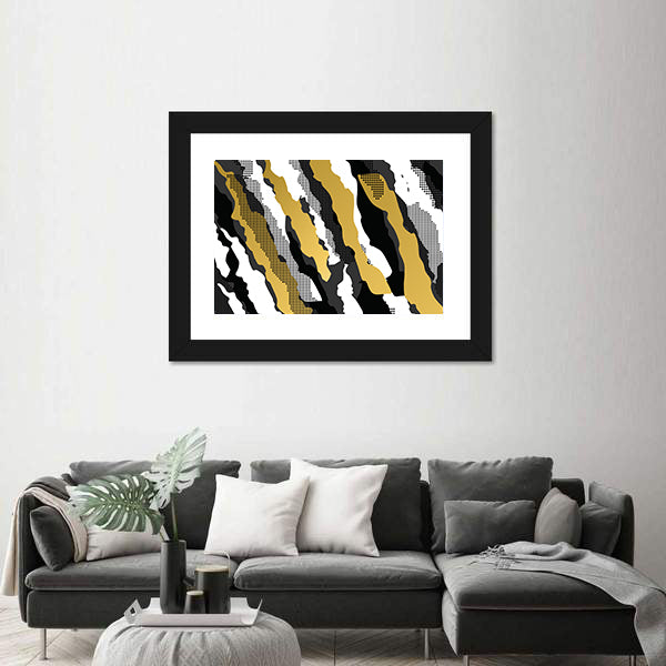 Golden Abstract Camouflage Pattern Canvas Wall Art
