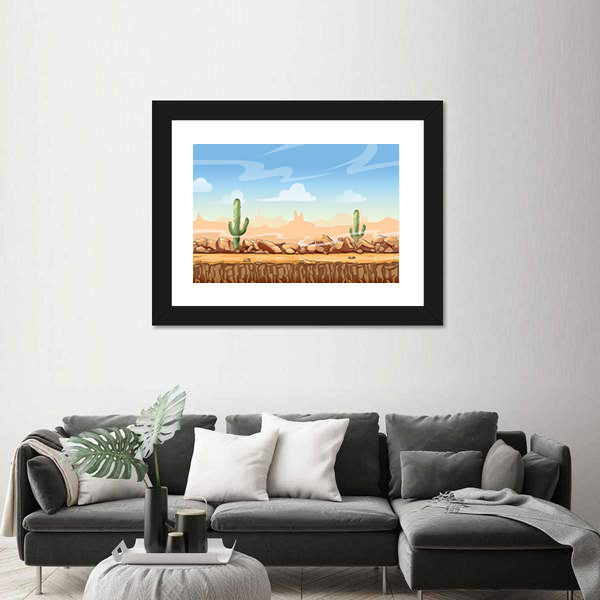 Wild West Desert Game Concept Canvas Wall Art