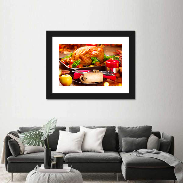 Thanksgiving Dinner Table Canvas Wall Art