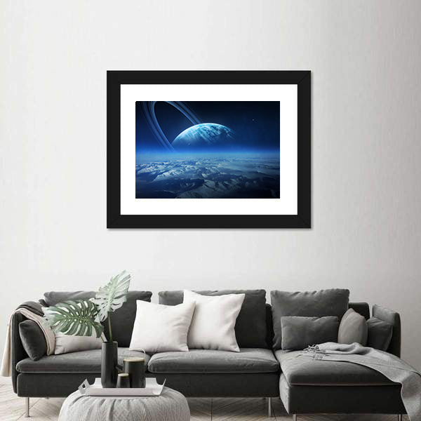 View of Uranus from Titania Canvas Wall Art