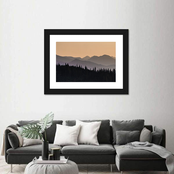 Early Morning Mist On Forest Mountain Canvas Wall Art
