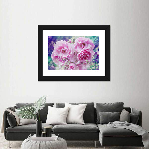 Romantic Pink Roses Close-up Canvas Wall Art