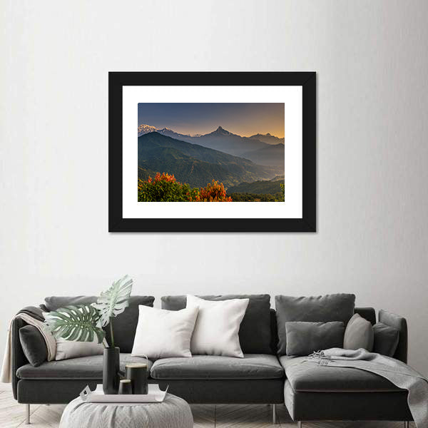 Sunrise Over Himalaya Mountains Near Pokhara Nepal Canvas Wall Art