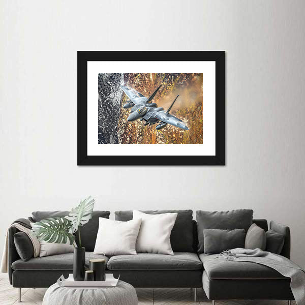 F-15 Fighter Jet Canyon Run Canvas Wall Art