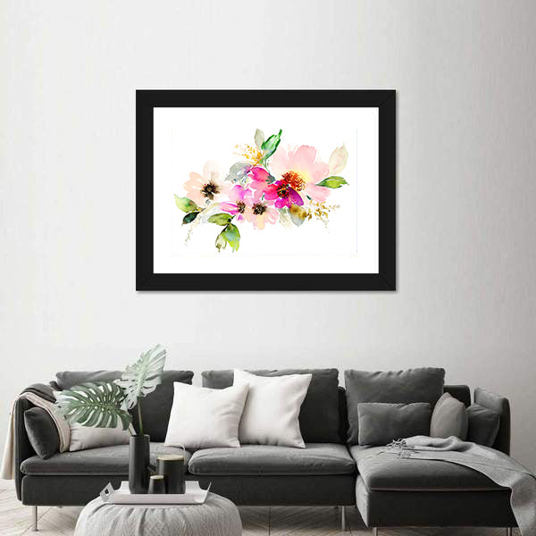 Delicate Watercolor Floral Bouquet Canvas Wall Art