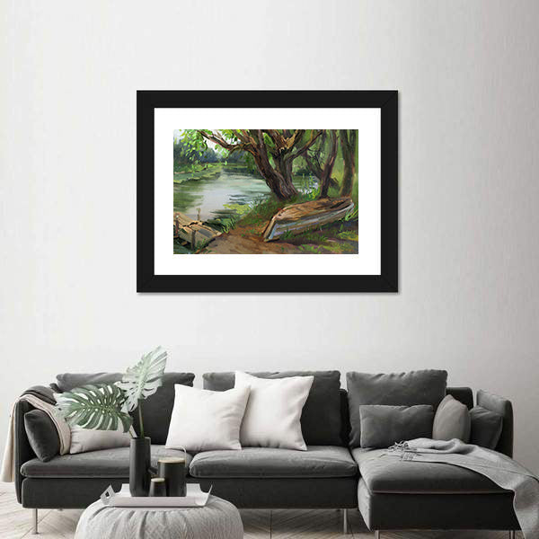 Willow Trees By The Water Canvas Wall Art