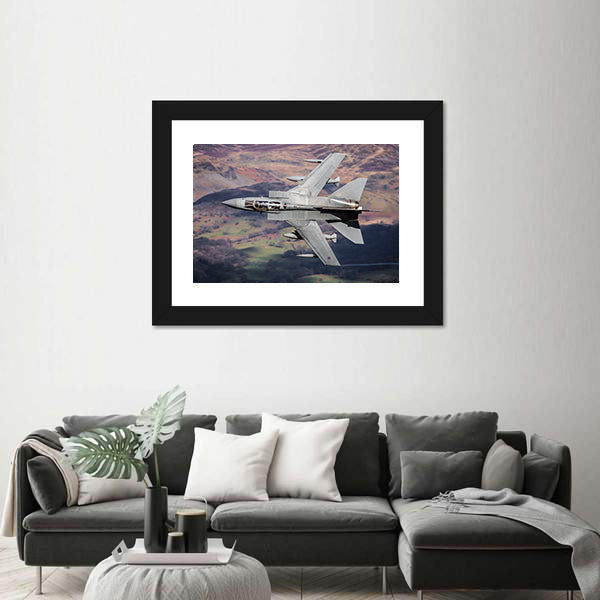 Panavia Tornado Over Mountainous Terrain Canvas Wall Art
