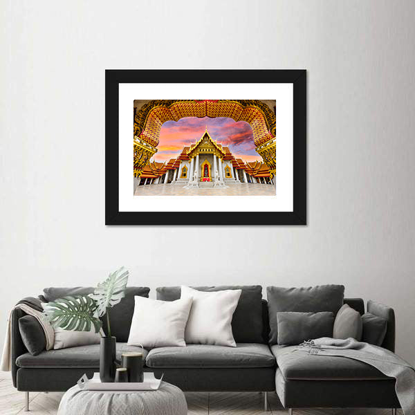 Marble Temple Of Bangkok In Thailand Canvas Wall Art