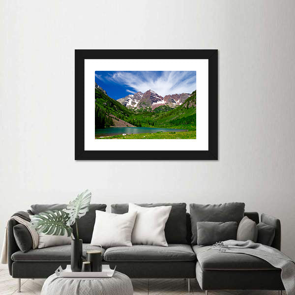 Maroon Bells Alpine Lake and Mountain Peaks Canvas Wall Art