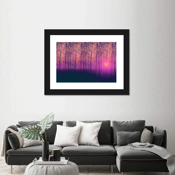 Foggy Poplar Trees Canvas Wall Art