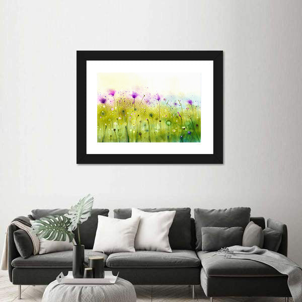 Cosmos Flowers Abstract Canvas Wall Art