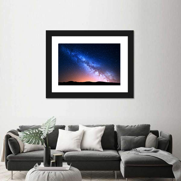 Starry Sky With Hills At Summer Canvas Wall Art