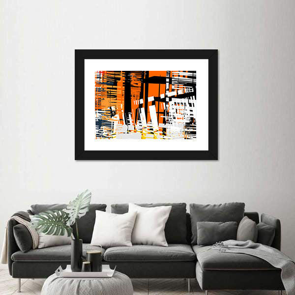 Gradient Grunge Abstract with Geometric Layers Canvas Wall Art