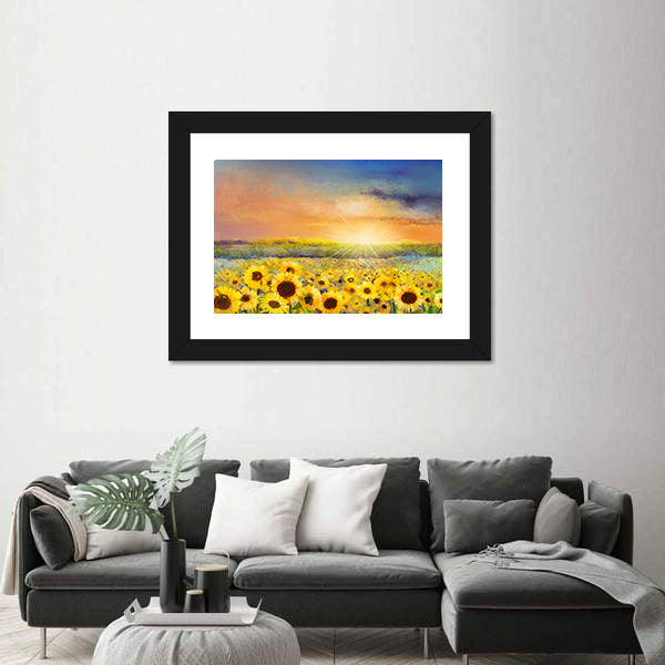 Sunflowers In Warm Sunlight Canvas Wall Art
