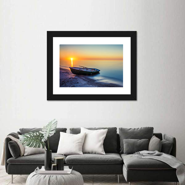 Sunset Rowboat Seascape Canvas Wall Art