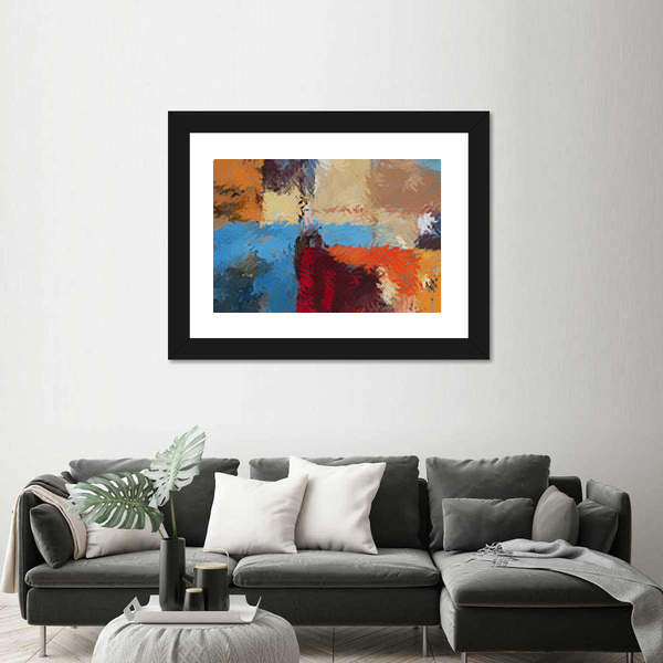 Hand-drawn Textured Abstract Painting Canvas Wall Art