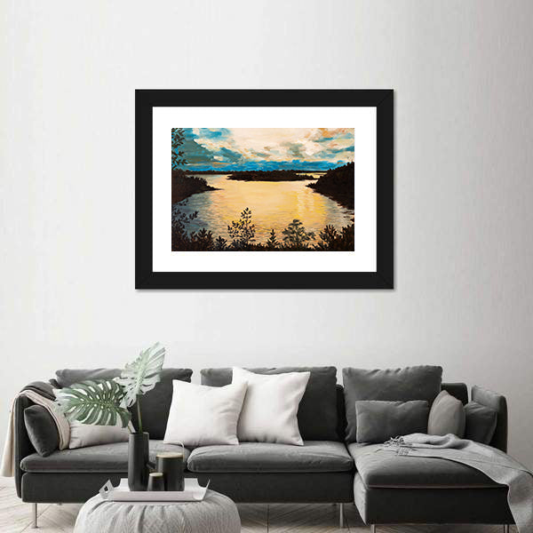 Sunset On The Lake Canvas Wall Art