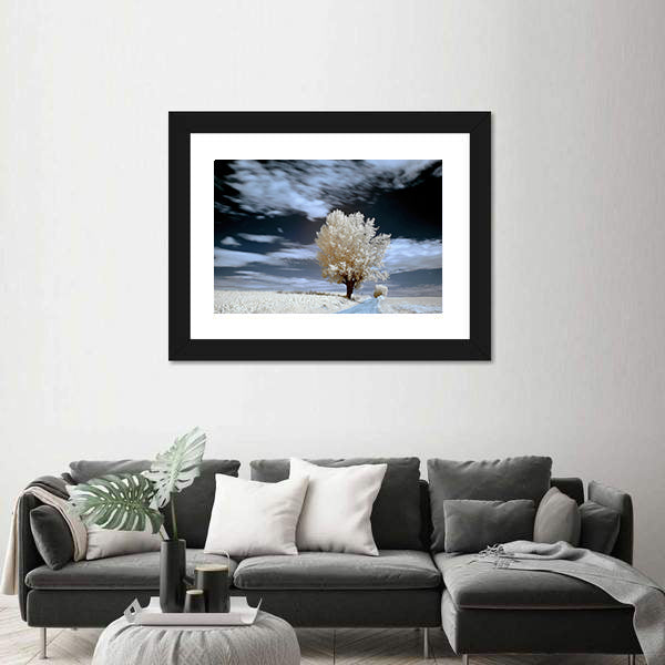 Alone Tree In Winter Canvas Wall Art