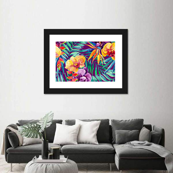 Tropical Jungle Watercolor Floral Canvas Wall Art