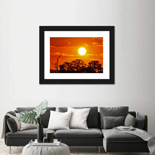 Burning Sun Over Jungle Canvas Wall Art