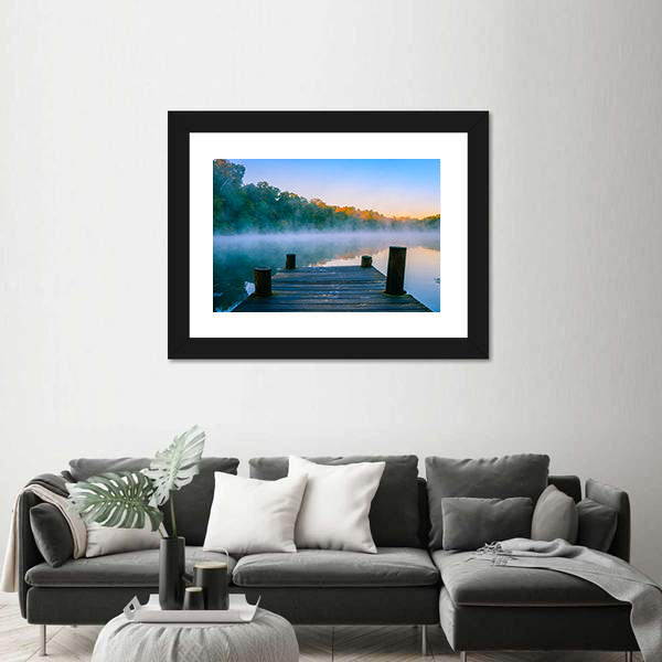 Morning Mist On Reflective Water Indiana Canvas Wall Art