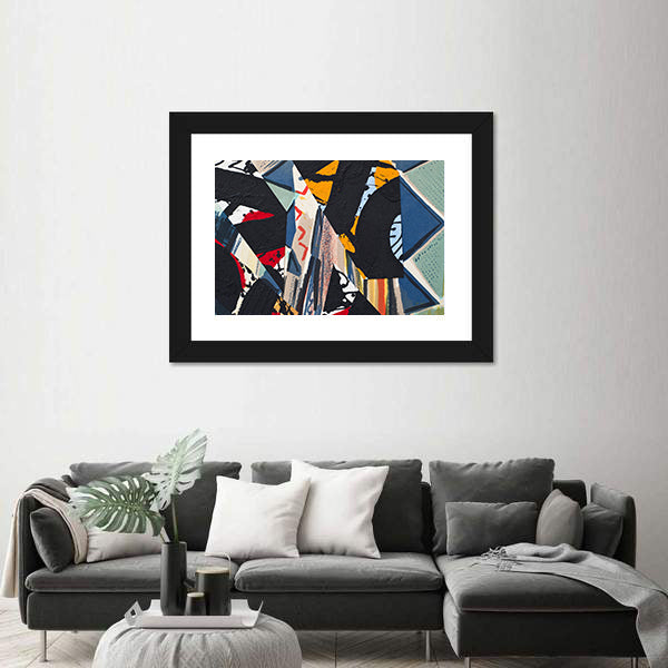 Hand Painted Paper Collage Canvas Wall Art