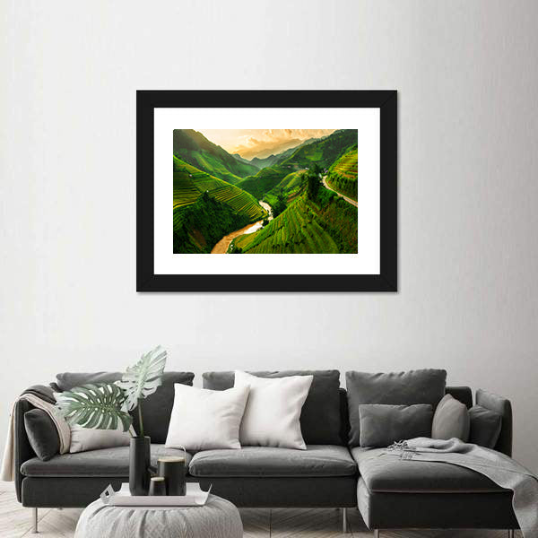 Terraced Rice Field In Mu Cang Chai In Vietnam Canvas Wall Art