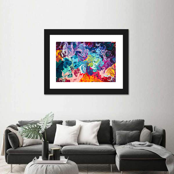 Colorful Acrylic Abstract with Thick Paint Swirls Canvas Wall Art