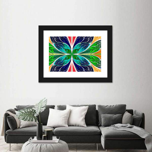 Stained Glass Fractal Butterfly Canvas Wall Art