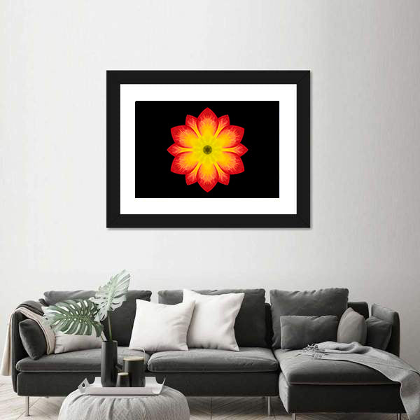 Red And Yellow Flower Mandala Canvas Wall Art