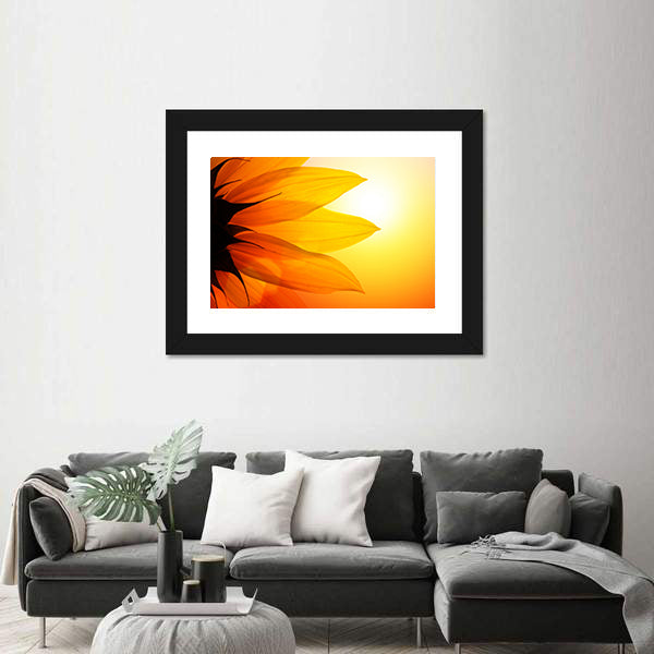 Yellow Sunflower Petals At Sunset Canvas Wall Art