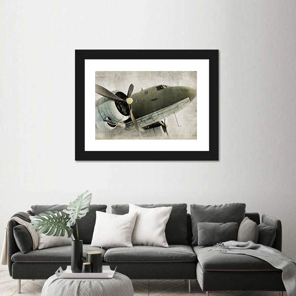 Old Propeller Airplane Canvas Wall Art