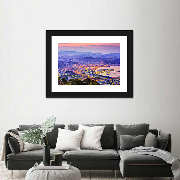 Sasebo Downtown Skyline In Nagasaki Japan Canvas Wall Art