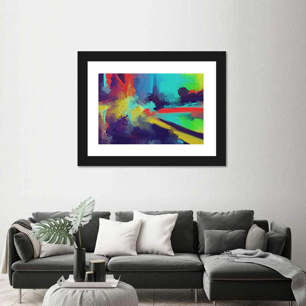 Expressionist Color Burst with Yellow-white Highlight Canvas Wall Art