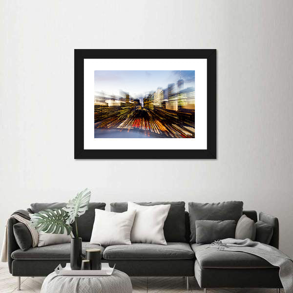 New York City Downtown Building Lights At Dusk In Manhattan Canvas Wall Art