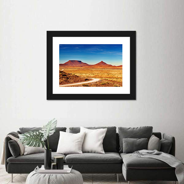 Winding Desert Road to Distant Peaks Canvas Wall Art