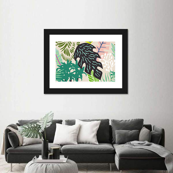 Abstract Palm Leaves Collage Canvas Wall Art