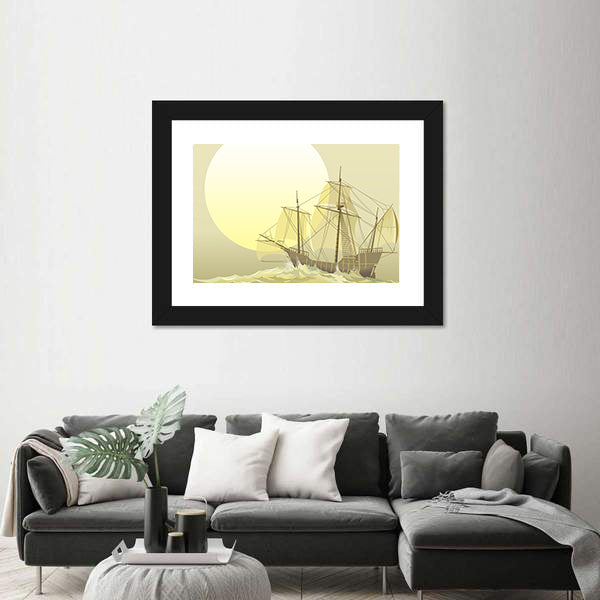 Santa Maria Caravel at Sunset Canvas Wall Art