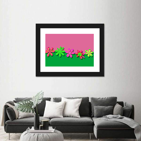 Fantasy Pink &amp; Green Flowers Canvas Wall Art
