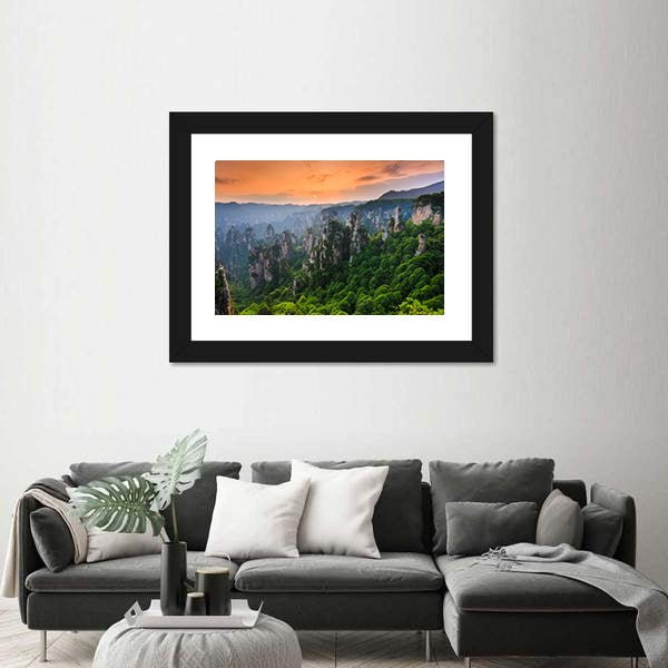Zhangjiajie National Forest Park At Sunset In China Canvas Wall Art
