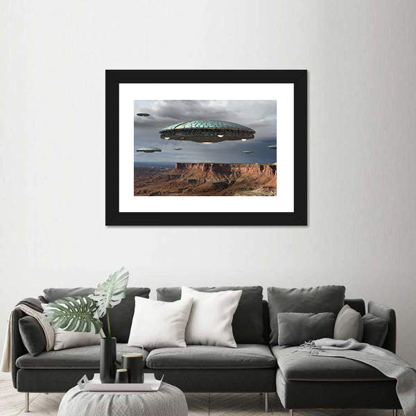Alien Fleet Over the Grand Canyon Canvas Wall Art