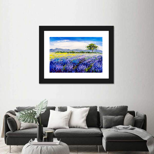 Lavender Field with Lone Tree Canvas Wall Art