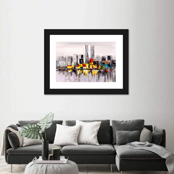 Abstract New York City Skyline with Reflection Canvas Wall Art