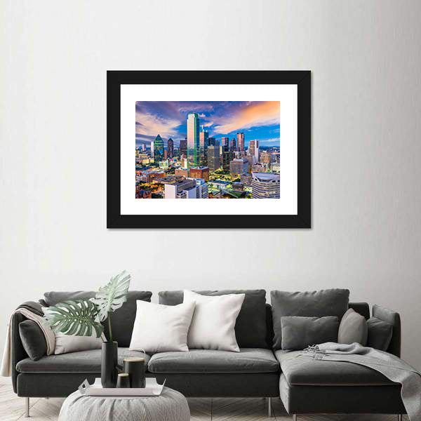 Dallas Skyline at Twilight Canvas Wall Art