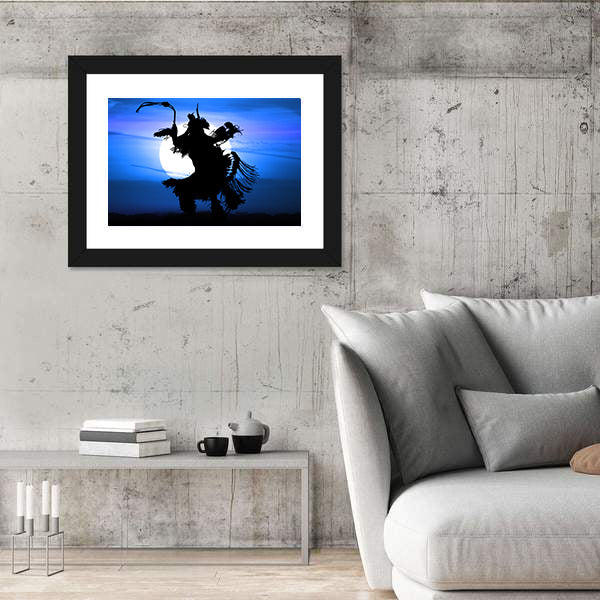Native American Dancer Silhouette Canvas Wall Art