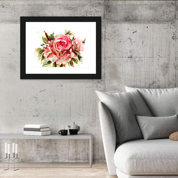 Red Watercolor Roses Canvas Wall Art
